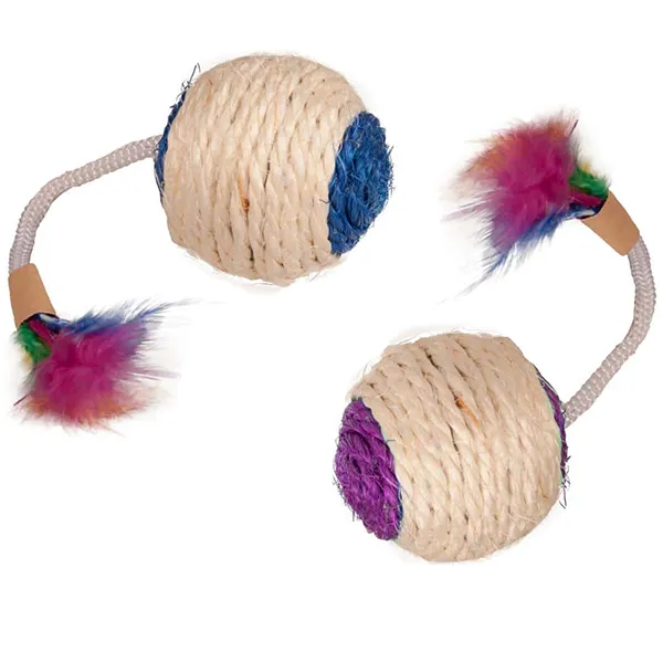 Flamingo Bouly Sisal Ball Feather ФЛАМІНГО СИЗАЛЬОВИЙ М’ЯЧ з пір’ям іграшка для котів — фото 1