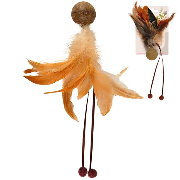 Flamingo Catnip Ball & Feather ФЛАМІНГО М’ЯЧ З ПІР’ЯМ іграшка з котячою м’ятою для котів — фото 1