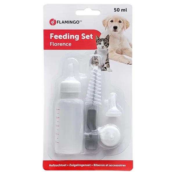 Flamingo Feeding Bottle For Pups ФЛАМІНГО набір для вигодовування цуценят, кошенят та дрібних тварин, 50 мл — фото 1