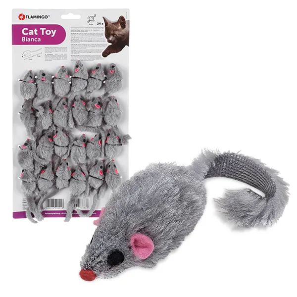 Flamingo Furry Mouse Grey ФЛАМІНГО МИША СІРА іграшка з брязкальцем і котячою м’ятою для котів — фото 1