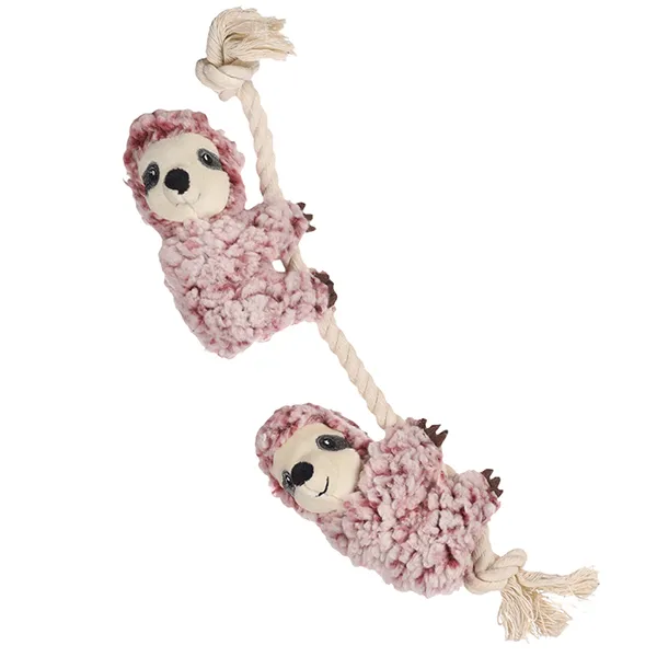 Flamingo Hangta Sloth with Rope ФЛАМІНГО ЛІНИВЕЦЬ З КАНАТОМ іграшка з пищалкою для собак — фото 1