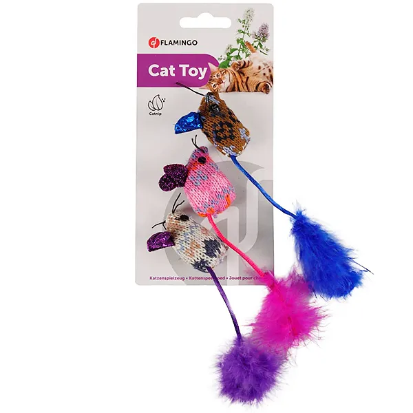 Flamingo Mohaire Mouse Glamour ФЛАМІНГО ВОВНЯНА МИША ГЛАМУР іграшка з котячою м’ятою для котів — фото 1