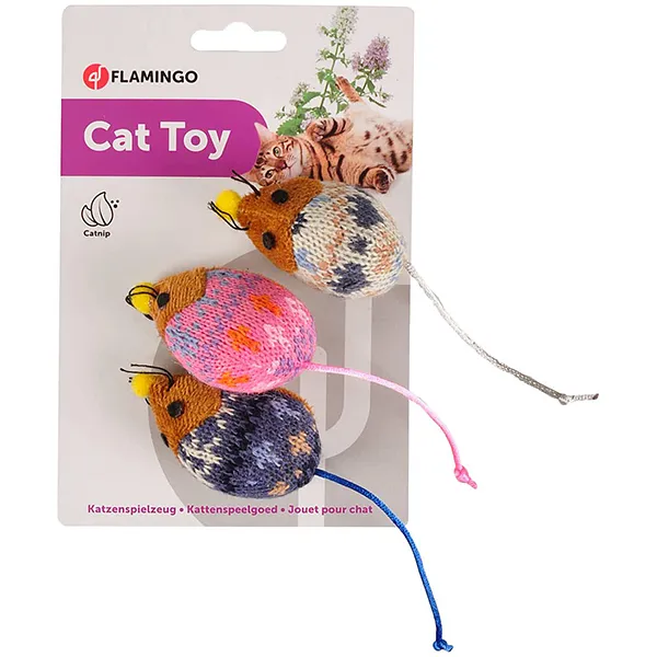 Flamingo Mohaire Mouse ФЛАМІНГО ВОВНЯНА МИША іграшка з котячою м’ятою для котів — фото 1