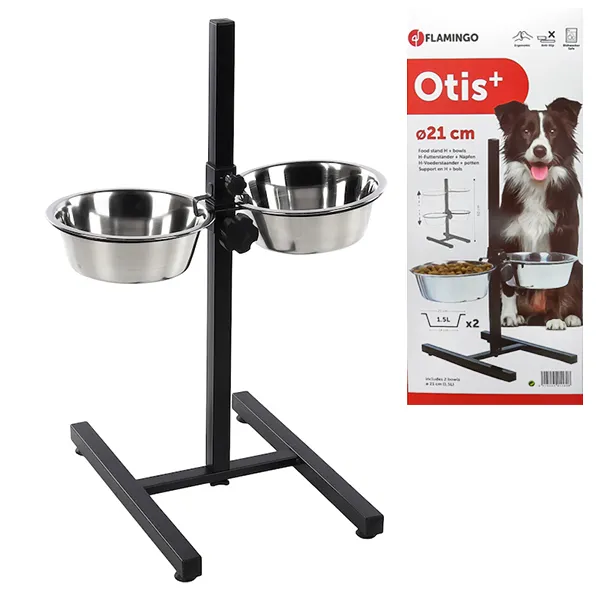 Миски на штативе для собак Flamingo Otis+ H-Stand S, 2x1.5 л — фото 1
