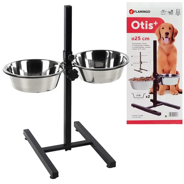 Миски на штативе для собак Flamingo Otis+ H-Stand M, 2x2.5 л — фото 1