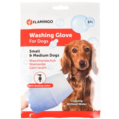 Рукавиця-серветка для миття без води Dog Flamingo Washing Glove