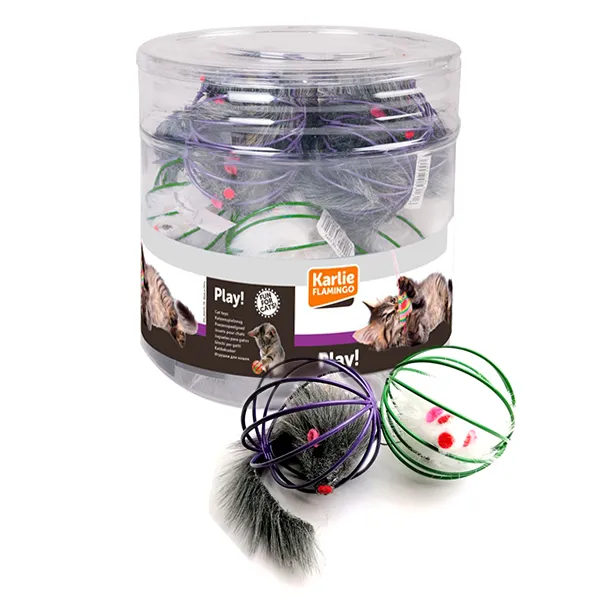 Flamingo Wire Ball With Mouse ФЛАМІНГО МИША В МЕТАЛЕВІЙ КУЛІ іграшка для котів — фото 1