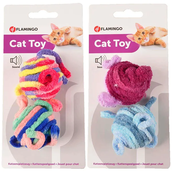 Flamingo Woolen Balls ФЛАМІНГО ВОВНЯНИ М’ЯЧІ іграшка для котів — фото 1