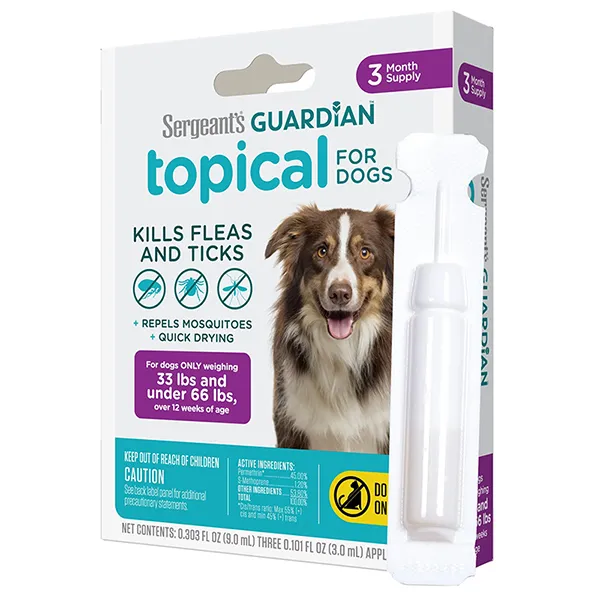 Sergeant’s Guardian Dogs СЕРЖАНТС ГАРДІАН краплі від бліх, кліщів, комарів для собак 15-30кг, 3мл — фото 1