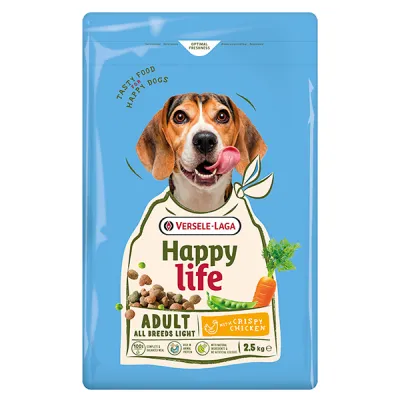 Сухой низкокалорийный корм для собак с курицей Happy Life Adult Light