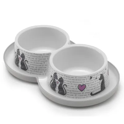Moderna Double Trendy Dinner Cats in Love МОДЕРНА ЗАКОХАНІ КОТИ подвійна миска для котів, 2х350мл