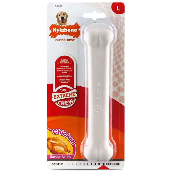 Жевательная игрушка-кость для собак Nylabone Extreme Chew Bone, вкус курицы — фото 1