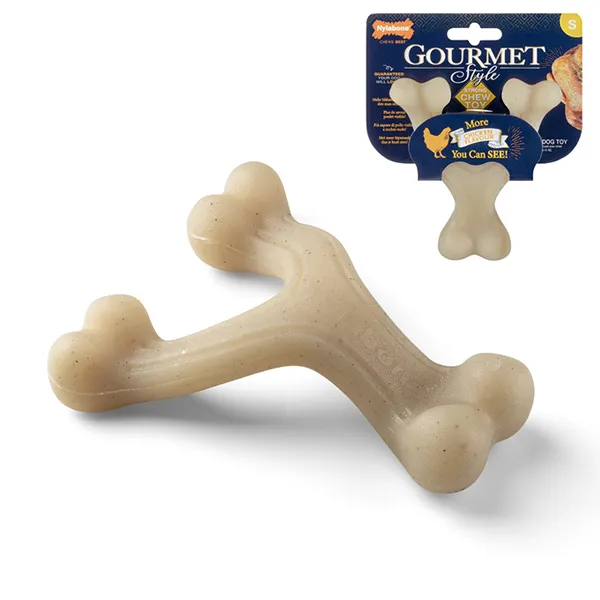 Nylabone Gourmet Wishbone Chicken НІЛАБОН ГУРМЕ ПОТРІЙНА КІСТКА жувальна іграшка для собак, смак курки — фото 1