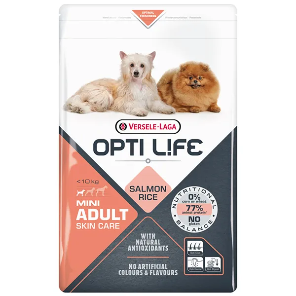 Opti Life Adult Skin Care Mini ОПТІ ЛАЙФ ЛОСОСЬ МІНІ МАЛИХ сухий суперпреміум корм для собак міні та малих порід — фото 1