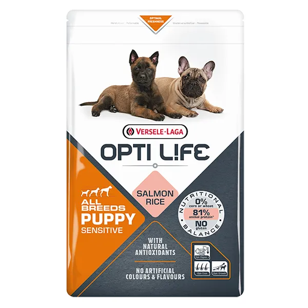 Opti Life Puppy Sensitive ОПТІ ЛАЙФ ЛОСОСЬ ДЛЯ ЦУЦЕНЯТ сухий суперпреміум корм для цуценят всіх порід — фото 1