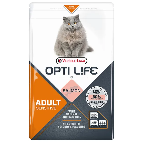 Opti Life Sensitive ОПТІ ЛАЙФ ЛОСОСЬ СЕНСІТІВ беззерновий сухий суперпреміум корм для котів з чутливим травленням — фото 1