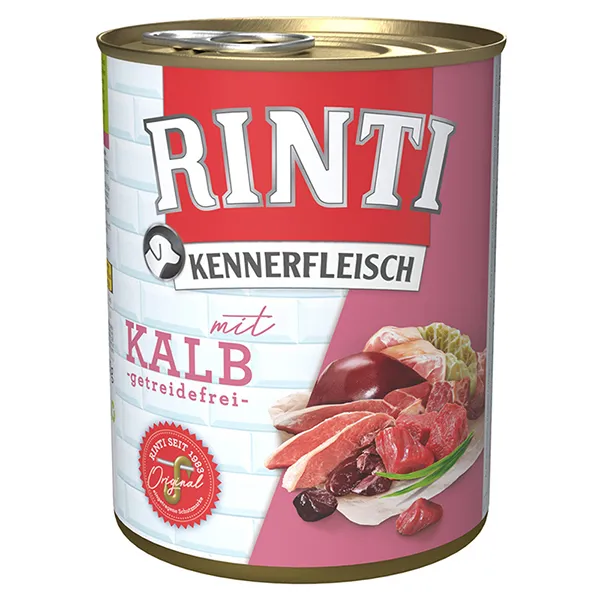 Rinti Kennerfleisch mit Kalb РІНТІ КЕННЕРФЛЯЙШ ТЕЛЯТИНА беззерновий повнораціонний натуральний вологий корм для собак — фото 1