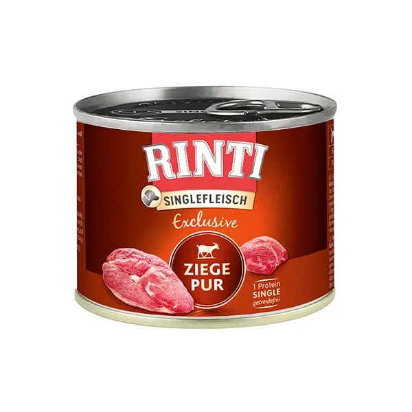 Rinti Singlefleisch Exclusive Ziege Pur РІНТІ КОЗА МОНОПРОТЕЇН беззерновий повнораціонний натуральний вологий корм для собак — фото 1