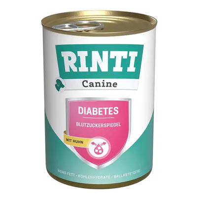 Rinti Canine Veterinary Diabetes mit Huhn РІНТІ ВЕТЕРІНАРІ ДІАБЕТ КУРКА дієтичний вологий корм для собак із цукровим діабетом і ожирінням, банка