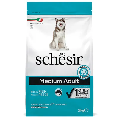 Сухой корм для собак, рыба, Schesir Dog Medium Adult Fish