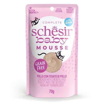 Корм для котят, мус, пауч 70г Schesir Baby Chicken With Chicken Liver