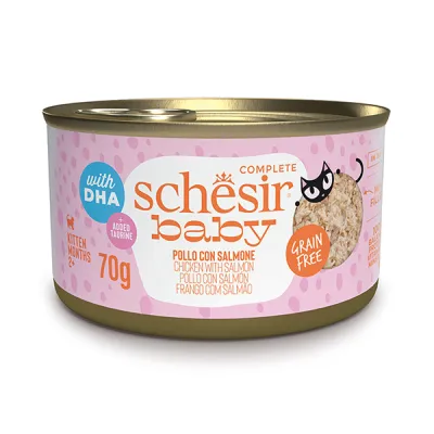 Корм для котят, в бульоне, банка 70г Schesir Baby Chicken With Salmon
