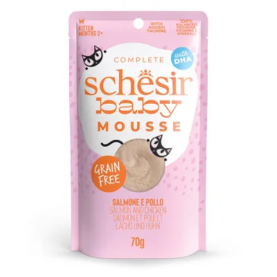 Корм для котят, мус, пауч 70г Schesir Baby Salmon and Chicken