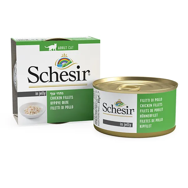 Корм для кошек, в желе, банка 85г Schesir Chicken Fillets — фото 1