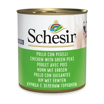 Консервы для собак в желе, курица с зеленым горошком, Schesir Chicken With Green Peas