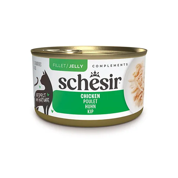 Консервы для котов Schesir Chicken, филе курицы в желе, банка 70г — фото 1