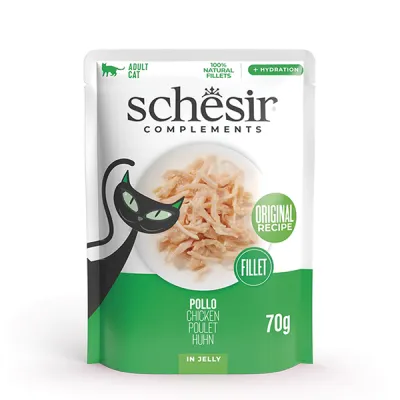 Консервы для котов Schesir Chicken, филе курицы в желе, пауч 70г
