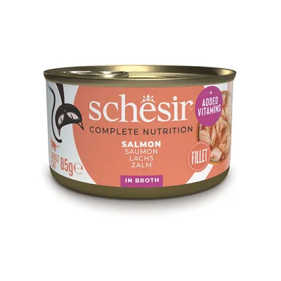 Консервы для котов Schesir Salmon, лосось в бульоне, банка 85г