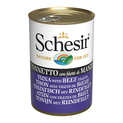 Консервы для котов Шезир тунец с филе говядины в желе Schesir Tuna with Beef Fillets 140г