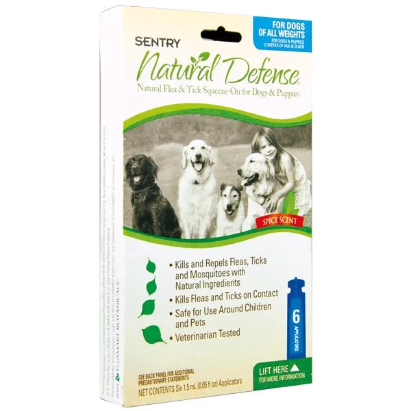 Капли від блох и клещей для собак і цуценят Sentry Natural Defense — фото 1
