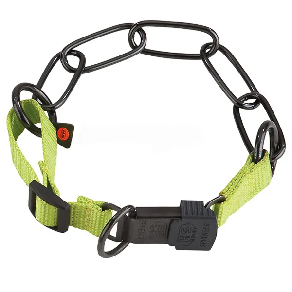Sprenger Adjustable Collar with Assembly Chain СПРЕНГЕР РЕГУЛЬОВАНИЙ НАШИЙНИК з нейлоном для собак, довга ланка, воронована нержавіюча сталь — фото 1