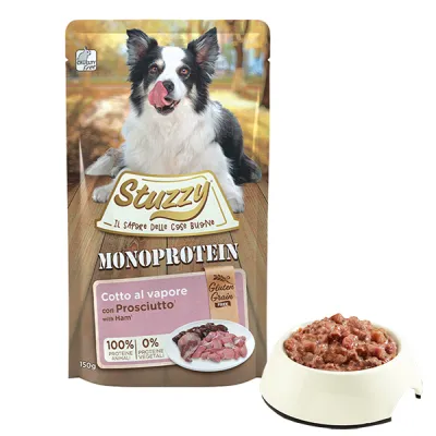 Stuzzy Monoprotein Ham ШТУЗІ МОНОПРОТЕЇН ШИНКА беззерновий повнораціонний монопротеїновий вологий корм для собак, пауч 150г