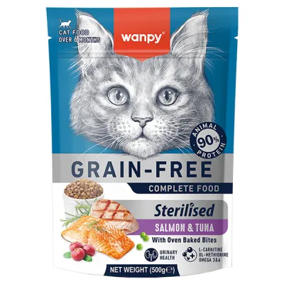 Wanpy Sterilized Cat Grain Free Salmon & Tuna ВАНПІ ЛОСОСЬ З ТУНЦЕМ ДЛЯ СТЕРИЛІЗОВАНИХ сухий беззерновий корм для котів