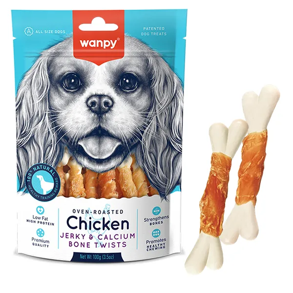 Лакомство для собак Wanpy Chicken Jerky & Calcium Bone Twists ВАНПИ — фото 1