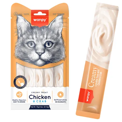 Wanpy Creamy Lickable Treats Chicken & Crab ВАНПІ КУРКА З КРАБОМ рідкі ласощі для котів