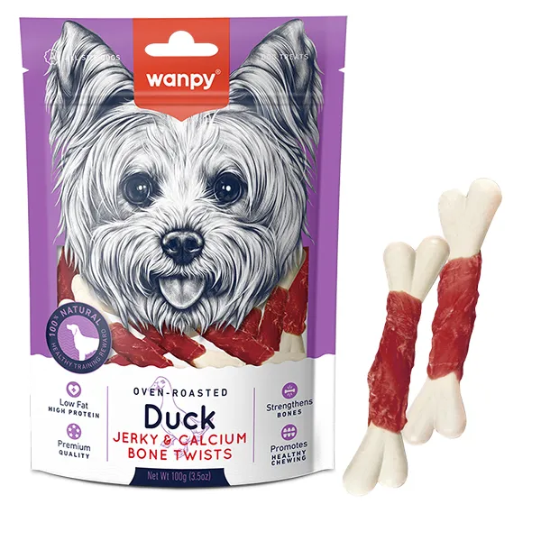 Wanpy Лакомства для собак кость с вяленой уткой и кальцием, Wanpy Duck Jerky & Calcium Bone Twists — фото 1