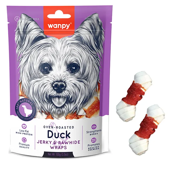 Wanpy Лакомства для собак кость с узлами и вяленой уткой, Wanpy Duck Jerky & Rawhide Wraps — фото 1