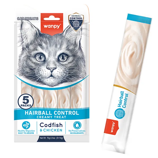 Wanpy Functional Creamy Lickable Treat Hairball Control ВАНПІ ВИВЕДЕННЯ ШЕРСТІ функціональні рідкі ласощі для котів — фото 1