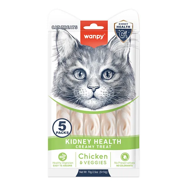 Wanpy Functional Creamy Lickable Treat Kidney Health ВАНПІ ЗДОРОВ’Я НИРОК функціональні рідкі ласощі для котів із нирковою недостатністю — фото 1