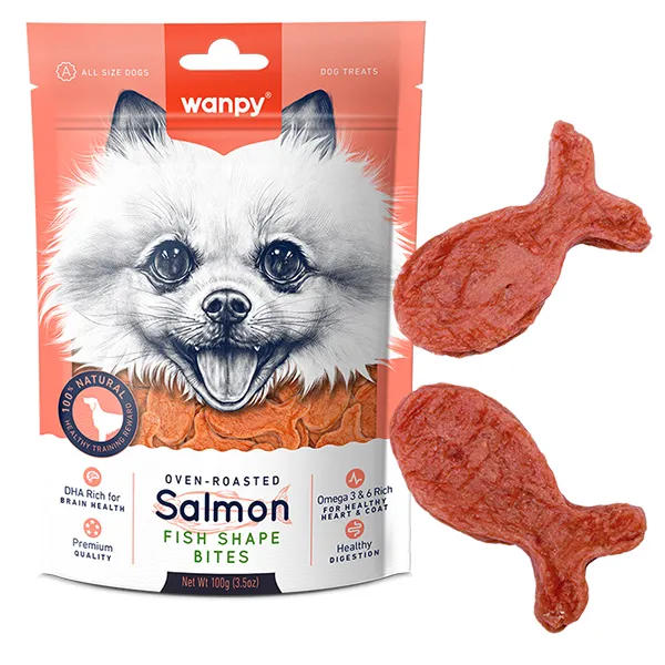 Wanpy Salmon Fish Shape Bites ВАНПІ ШМАТОЧКИ ЛОСОСЯ РИБКИ ласощі для собак — фото 1