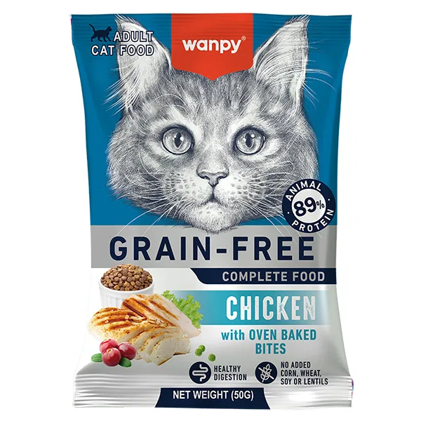 Сухий корм для котів беззерновий, курка, Wanpy Adult Cat Grain Free Chicken 50г — фото 1