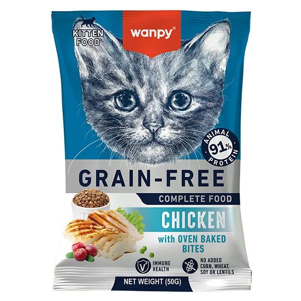 Сухой беззерновой корм для котят Wanpy Kitten Grain Free Chicken, курица, 50 г — фото 1