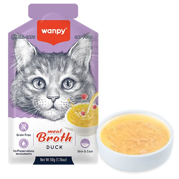 Wanpy Meat Broths Duck беззерновой жидкий корм для кошек, пауч 50г — фото 1
