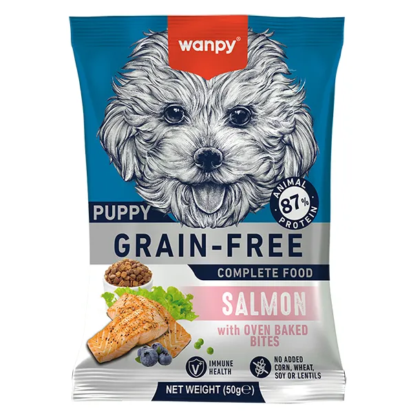 Wanpy Puppy Grain Free Salmon сухой беззерновой корм для щенков 50г — фото 1