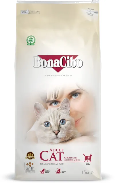 Сухий корм для котів BonaCibo Adult Cat Chicken & Rice with Anchovy