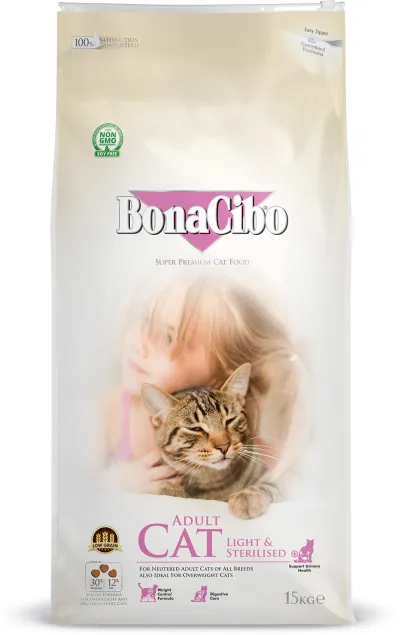 Сухий корм для котів BonaCibo Adult Cat Light & Sterilized